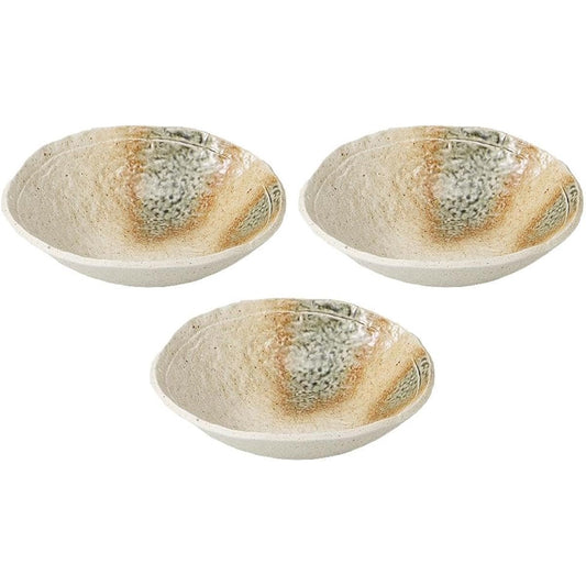 Set of 3 Oribe blown flat bowls [16.7×4.4cm] | Mukozuke