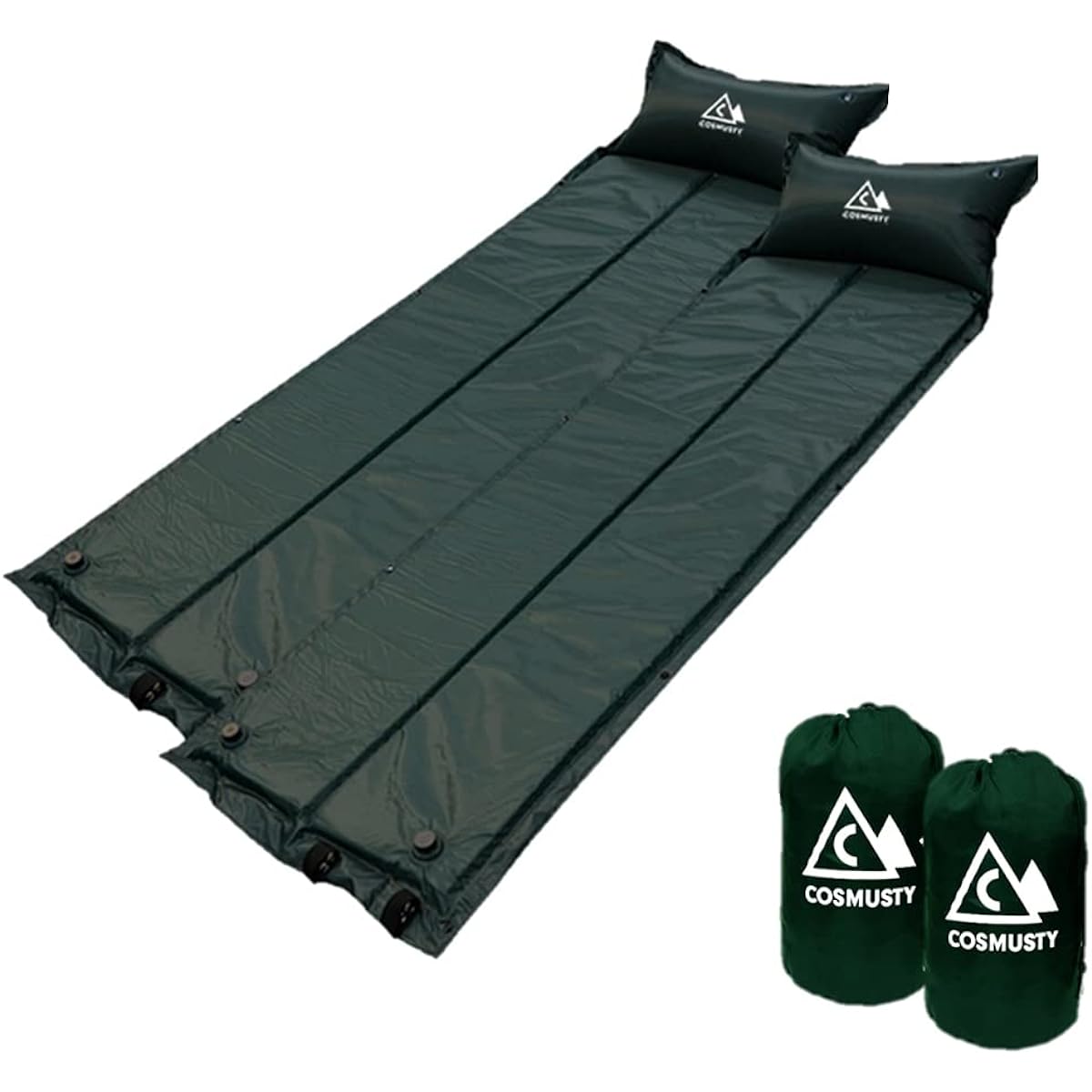 COSMUSTY Outdoor Mat Air Mat Set of 2 for Sleeping in Car, Thickness 3cm, Includes Pillow, Compact (Green)