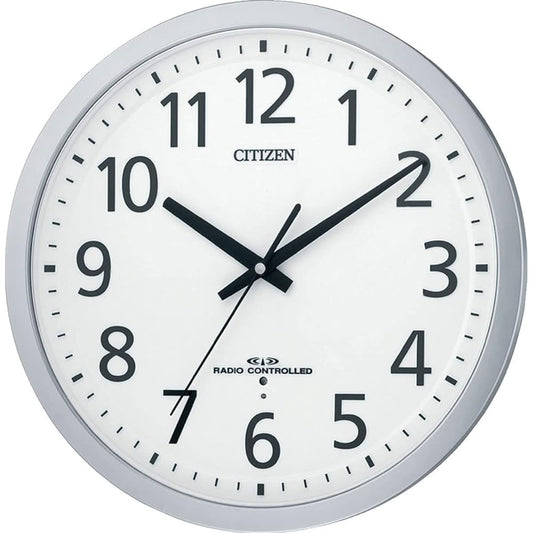 RHYTHM Wall Clock Radio Clock Office Continuous Second Hand Silent Silver Φ35 x 5cm Office Supplies Office Spacey M462 Citizen CITIZEN 8MY462-019