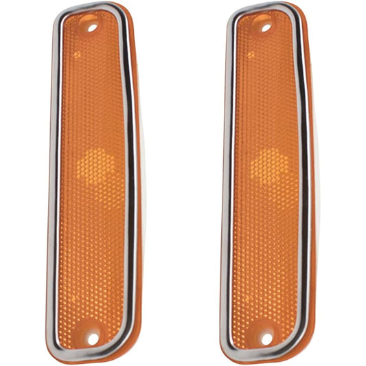 Aftermarket replacement driver and passenger seat set front signal side marker light chrome trim with chrome trim 1973-1980 C/K pickup track survan blazer Jimi 6270434
