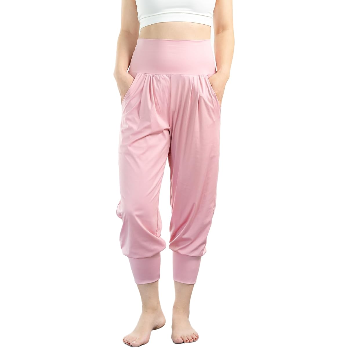 [iito.seasons] Women's Yoga Pants, Sarouel, 3/4 Length Pants, Loose, Long Length, Yoga High Waist, Wide Pants, Fit Pants, Sports Loungewear, Yoga Loungewear, Stretchy, Thin, Sweat Absorbent, Quick Drying, UV Protection