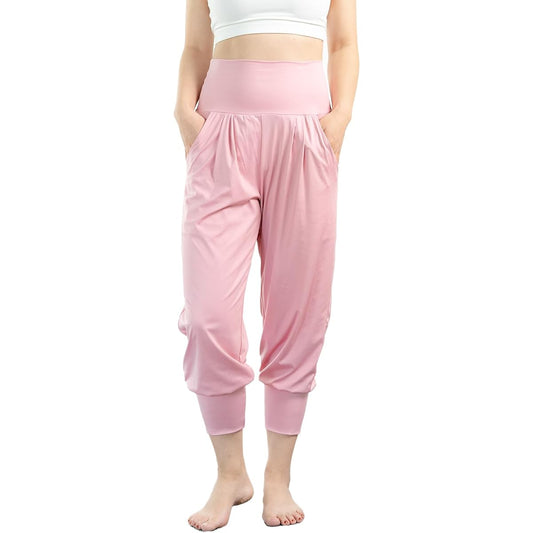 [iito.seasons] Women's Yoga Pants, Sarouel, 3/4 Length Pants, Loose, Long Length, Yoga High Waist, Wide Pants, Fit Pants, Sports Loungewear, Yoga Loungewear, Stretchy, Thin, Sweat Absorbent, Quick Drying, UV Protection