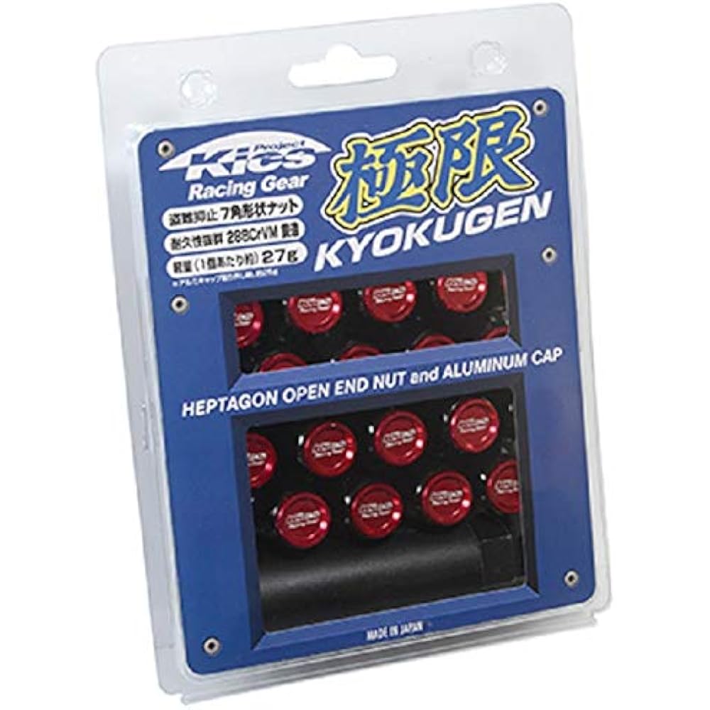 KYO-EI (Kyoei Sangyo) Extreme Through Nut with Aluminum Cap M12XP1.5 20P Red 20 Pieces HP1KR