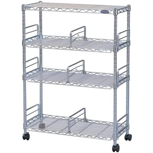 Iris Ohyama Rack Metal Rack Bookshelf 4 Shelves Bookshelf with Casters Rust Resistant Pole Diameter 19mm Width 66 x Depth 27.5 x Height 91cm Load Capacity 150kg Steel Rack Rust Resistant MM-B623