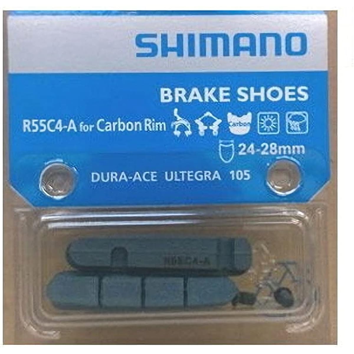 SHIMANO Repair Parts R55C4-A Cartridge Type Brake Shoe (1mm Thin Shoe) & Fixing Screw (Left and Right Pair) for Carbon Rim BR-R7000 BR-R8000 BR-R9100 BR-R9110-F BR-R9110-RS BR-R9110 -R Y8PP98060