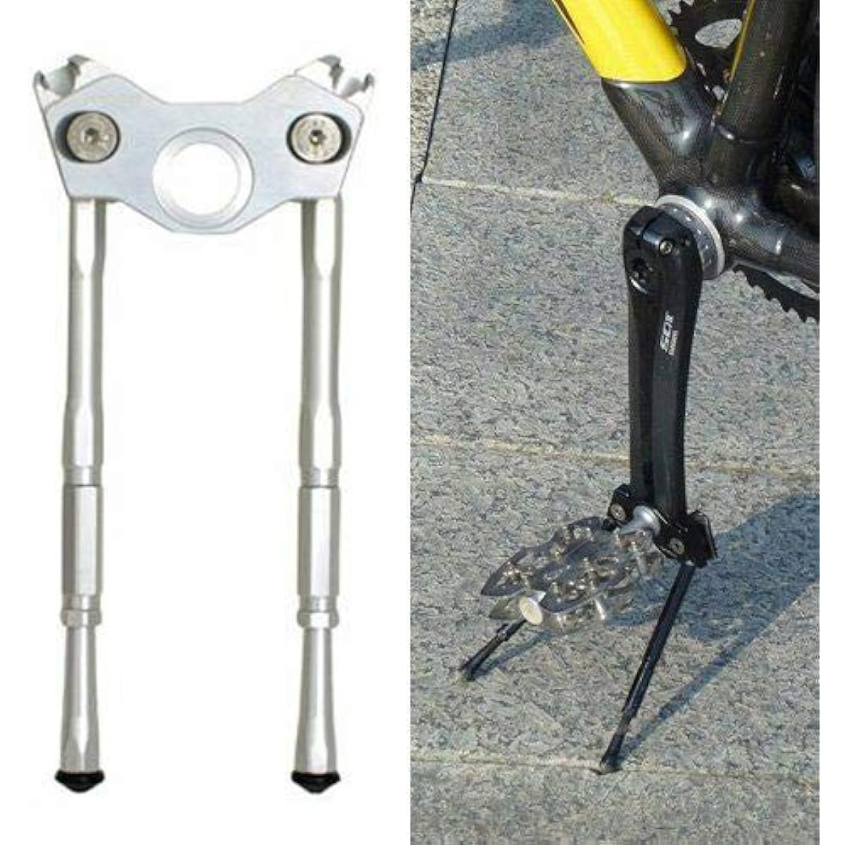 Gearoop Bicycle CoolStand Alloy Adjustable Side Stick 33-39mm, Silver, ST1915