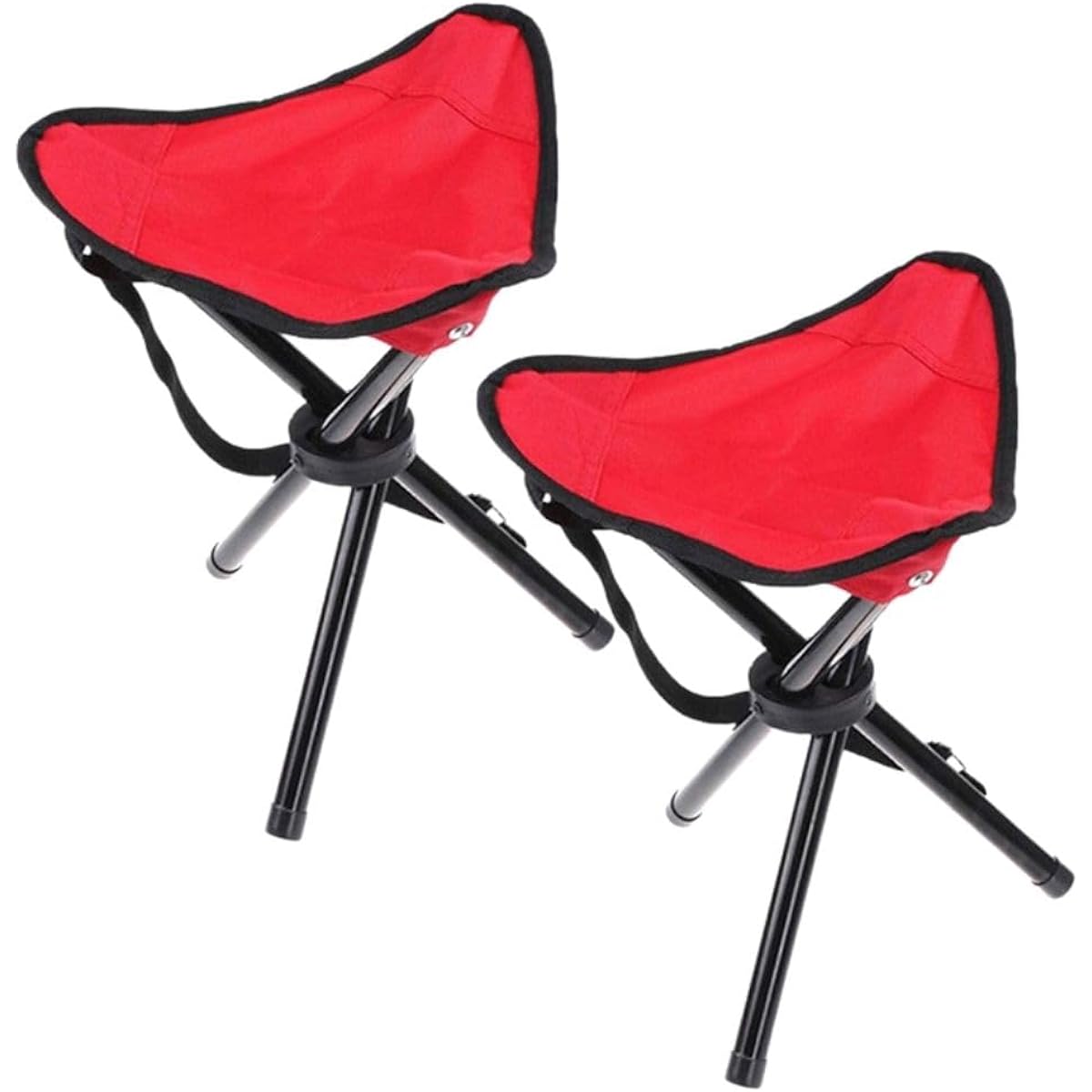 Set of 2 Tripod Chairs Spare Folding Chairs Set of 2 Lightweight Simple Chairs for Fishing, Camping, BBQ, Gardening, Sturdy, Portable, Compact (Red)