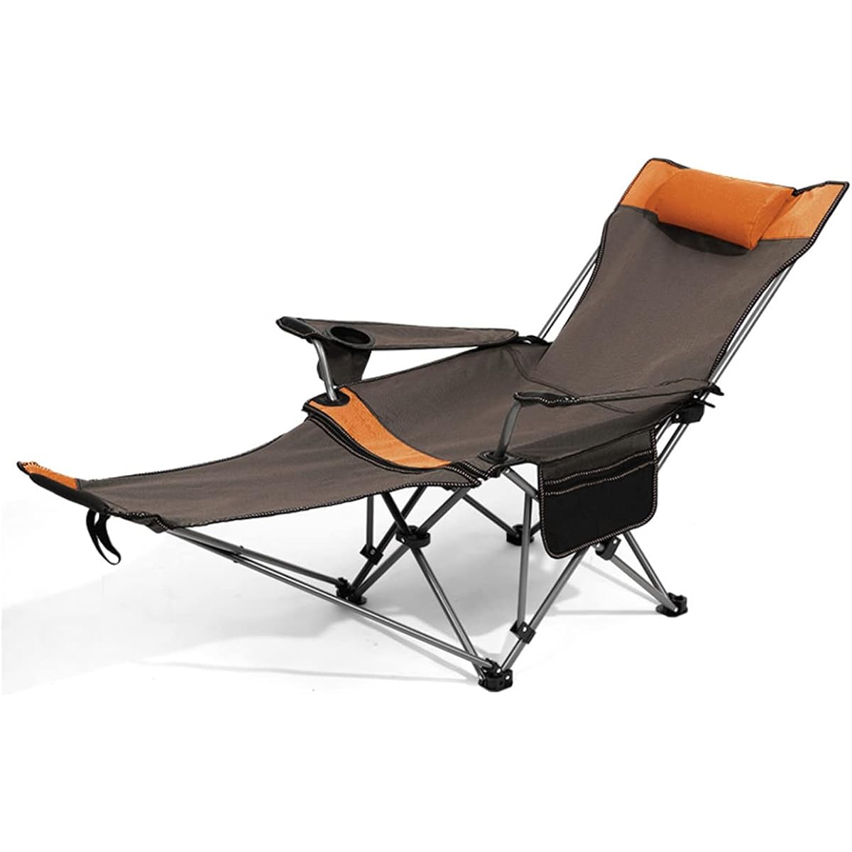 canittus produced by KEK Outdoor Chair, Foldable Beach Chair, Multifunctional Recliner, Lie down/Sit, Adjust freely, Load Capacity: 120KG, Camping Chair, Beach, Fishing, Includes Pillow, Indoor/Outdoor, Storage Bag Included (Brown)
