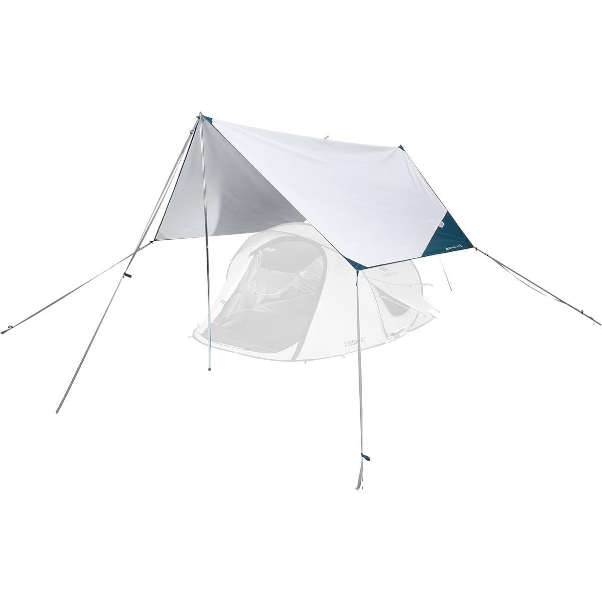 Quechua Decathlon Camping Climbing Multifunctional Tarp/Hexatarp UV Protection Light Blocking Compact Pole Included Easy Setup Easy to Carry White FRESH