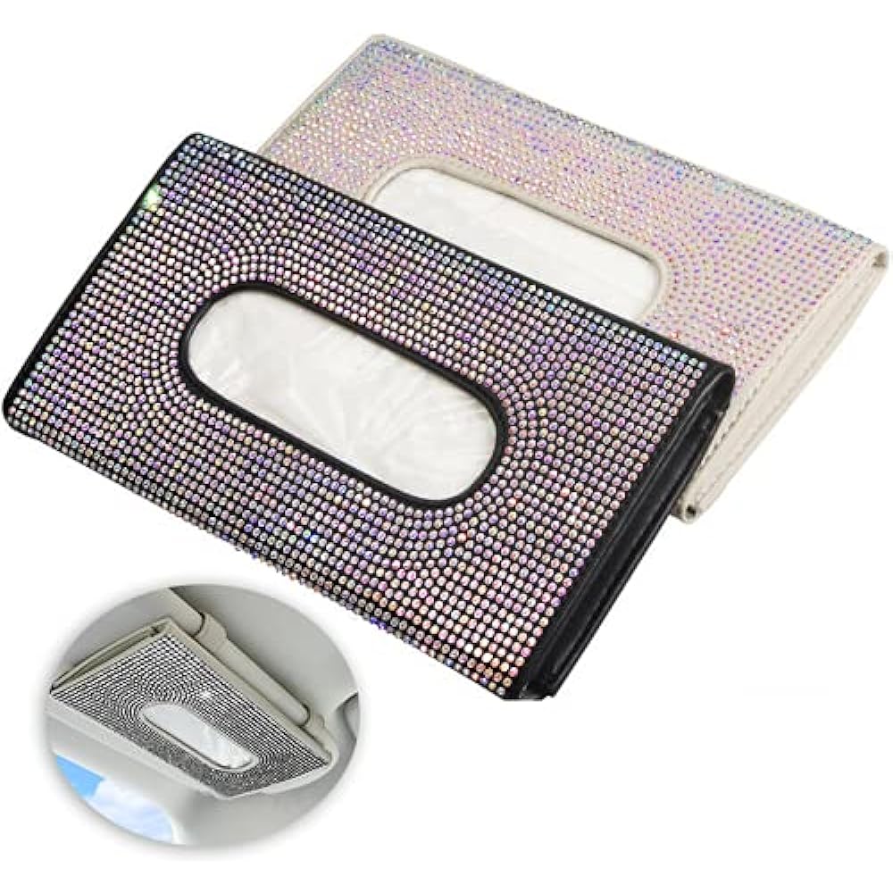 AOWIS Tissue Box Sun Visor Decoration Glitter Gift (Red)