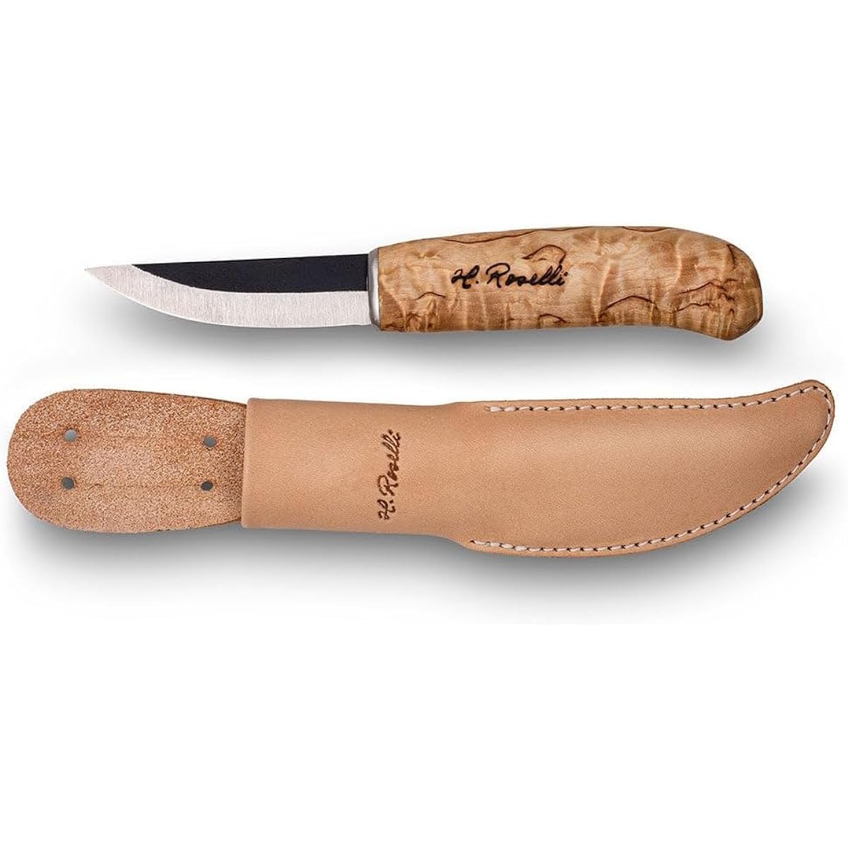 Roselli Carpenter Knife R110 [Carbon Steel] [Curly Birch] Carpenter Finland Puukko