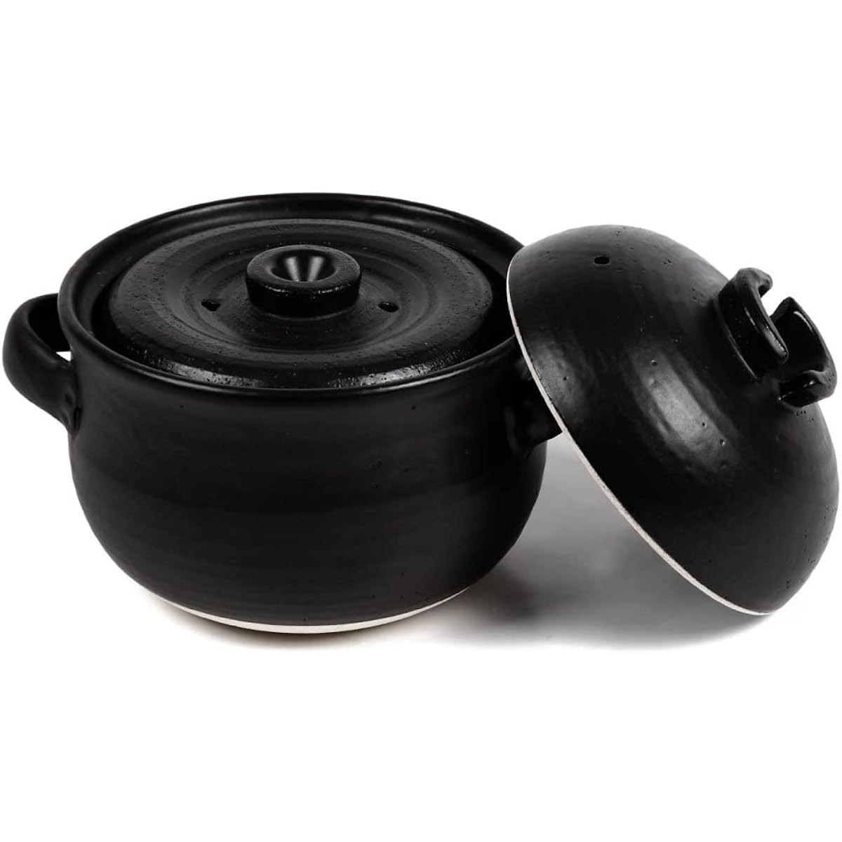 IWANO Rice Pot, 5 Cups [Ureshi Cooking] Made in Japan, Amazing Earthenware Pot Rice, Fluffy, Rivals to Inn Breakfast, Enjoy at Home, Dishwasher Safe, MADE IN JAPAN (Black, 5 Cups)