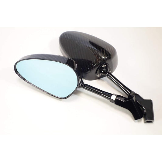 [SIMOTA Genuine Product] Carbon Rearview Mirror [Oval Blue Lens] Right Thread/Reverse Thread 10mm Left and Right Set Real Carbon Ultra Light Mirror JR-2C (Oval, 100mm)