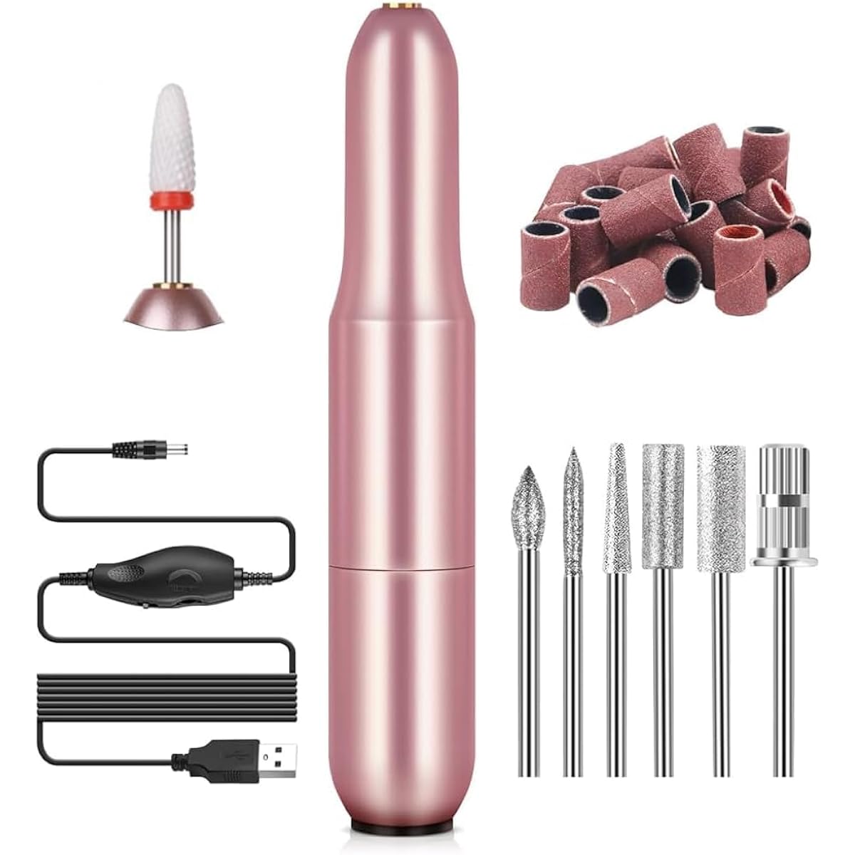 Saviland Electric Nail Drill - Electric Nail File Efile Nail Drill Professional Manicure with 6PCS Nail Drill Bits & 51Pcs Sanding Bands for Acrylic Nail Pedicure Polishing Shape Tools Home Salon Use