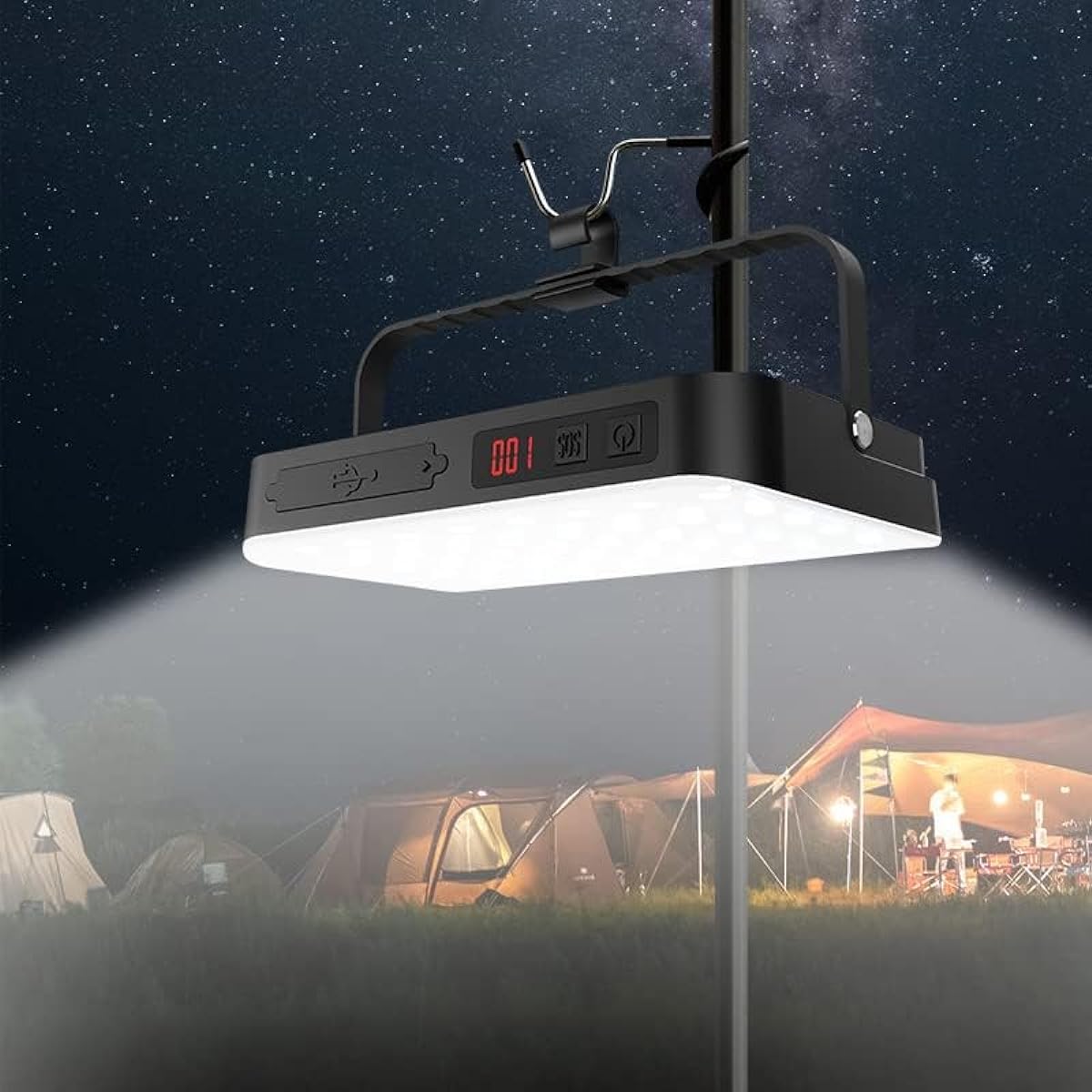 Jedrey Lantern, Rechargeable, 20,000 mAh, Large Capacity, Camping Equipment, LED Numbers Indicate the Power of the Lantern, Stepless Dimming SOS Mode, Daylight Color, Light Bulb Color, Daylight Color,