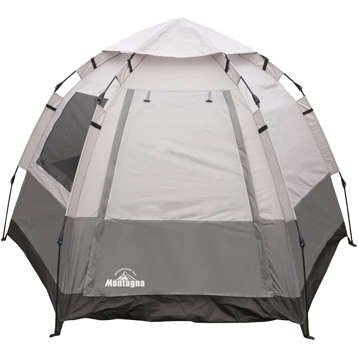 Montagna One Touch Tent for 4 or 5 People Hexagon Dome Tent Outdoor Camping Large Park Disaster Prevention Family Tent with Pole and Canopy Easy Assembly