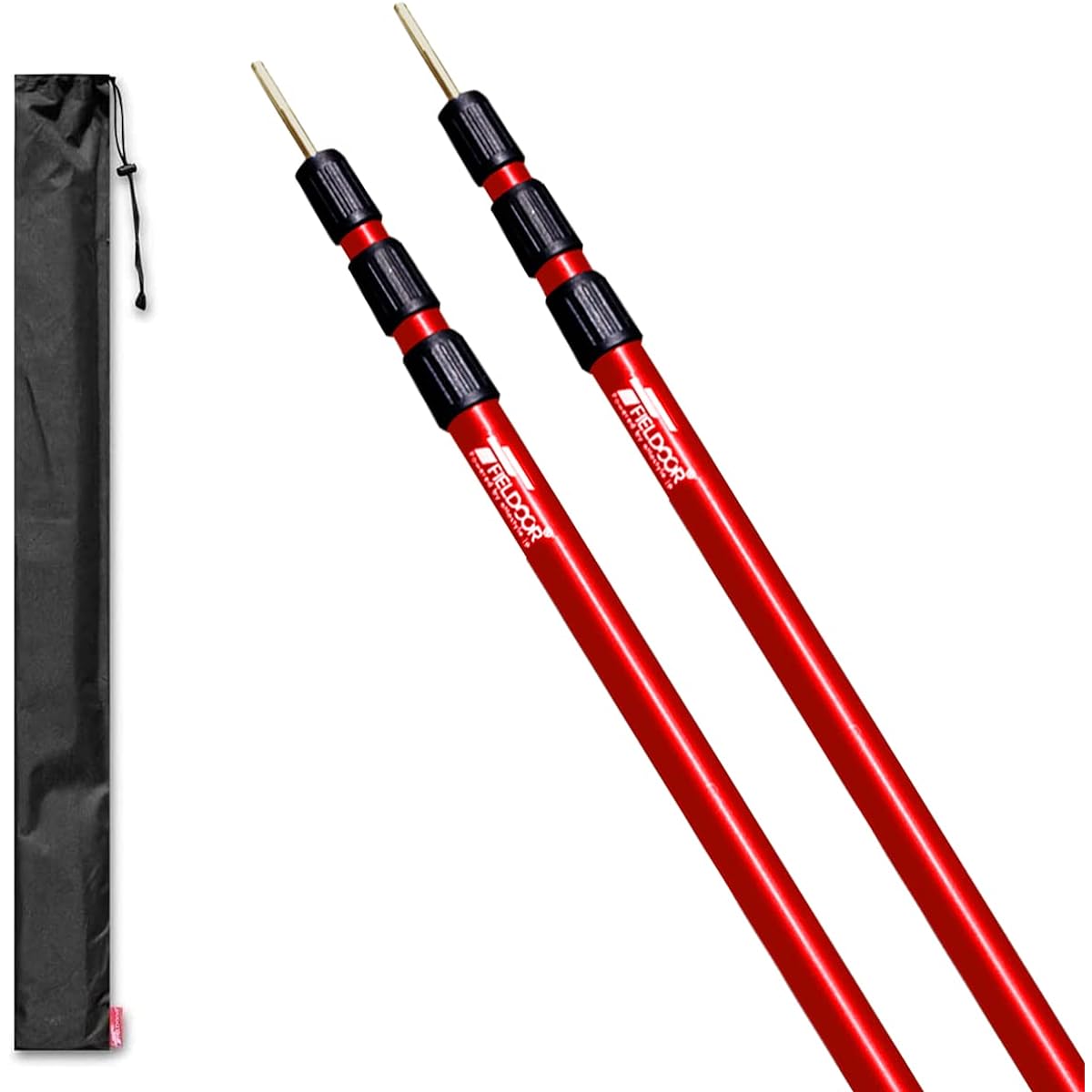 FIELDOOR Telescoping Aluminum Tent Pole Diameter 28mm (Height 89-230cm) 3-part Stepless Adjustment Set of 2 Storage Bag Included Stepless Adjustment Swing Type Easy Height Adjustment Just Turn Lock Slide