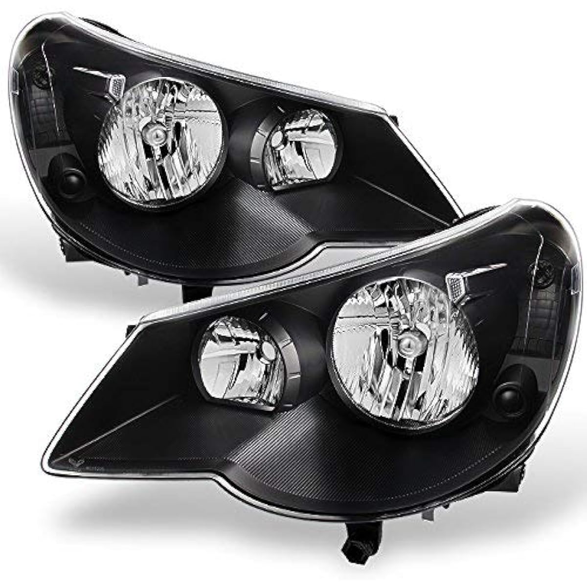 Chrysler Seving 4 Door Sedan Black Besel Replacement Headlight Head Lamp Front Lamp Left+Right Pair