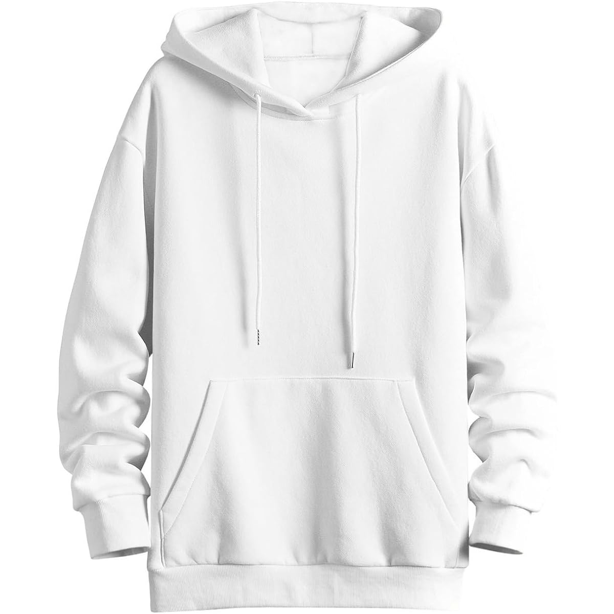 [EASTEMPO] Men's Hoodie, Long Sleeve, Autumn, Sweatshirt, Loose, Pullover Hoodie, Stylish, Plain, For Commuting to Work or School, Large Size (White, XL)