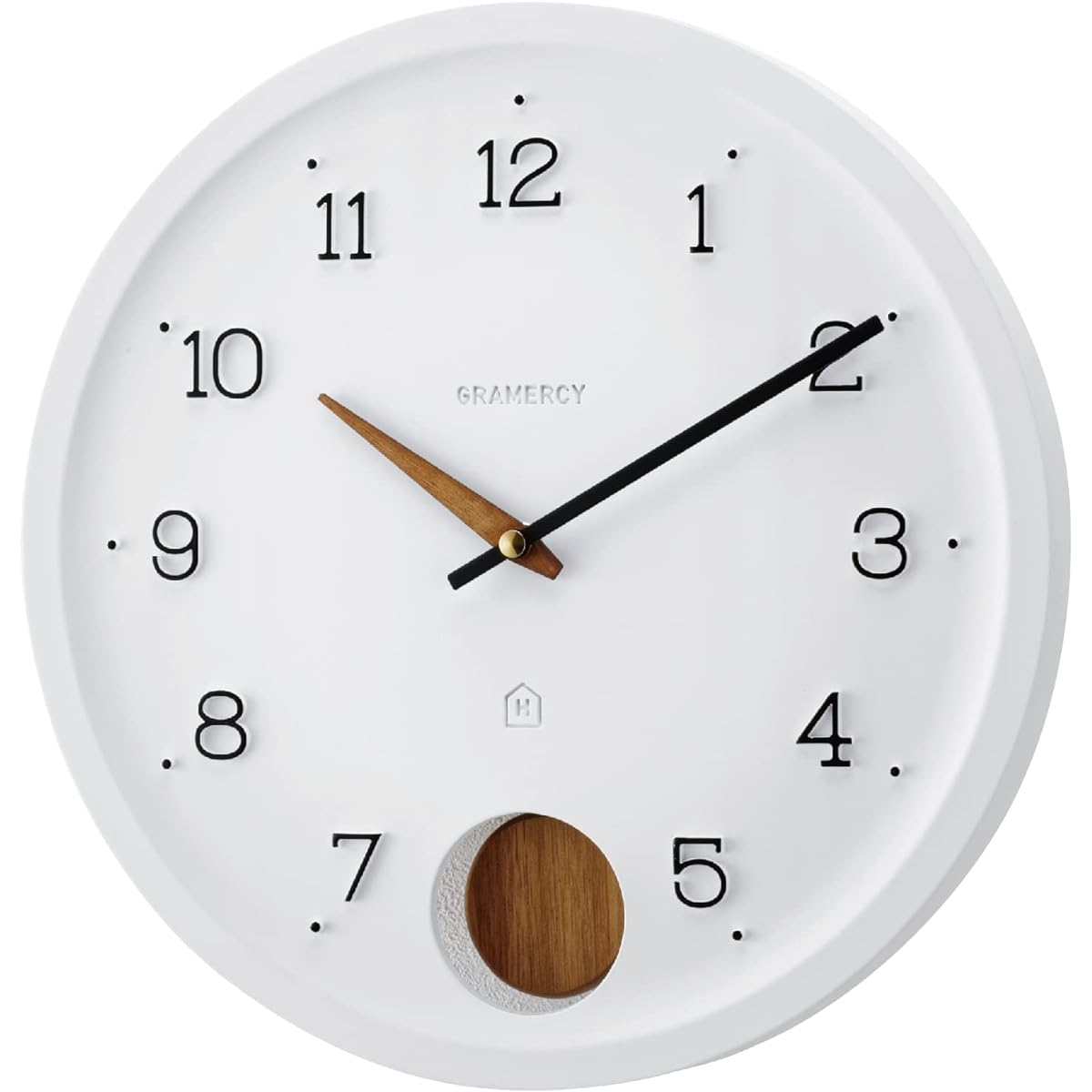 Interform Wall Clock Pendulum Clock CL-4222 Lotta White Wood Scandinavian Sweep Movement
