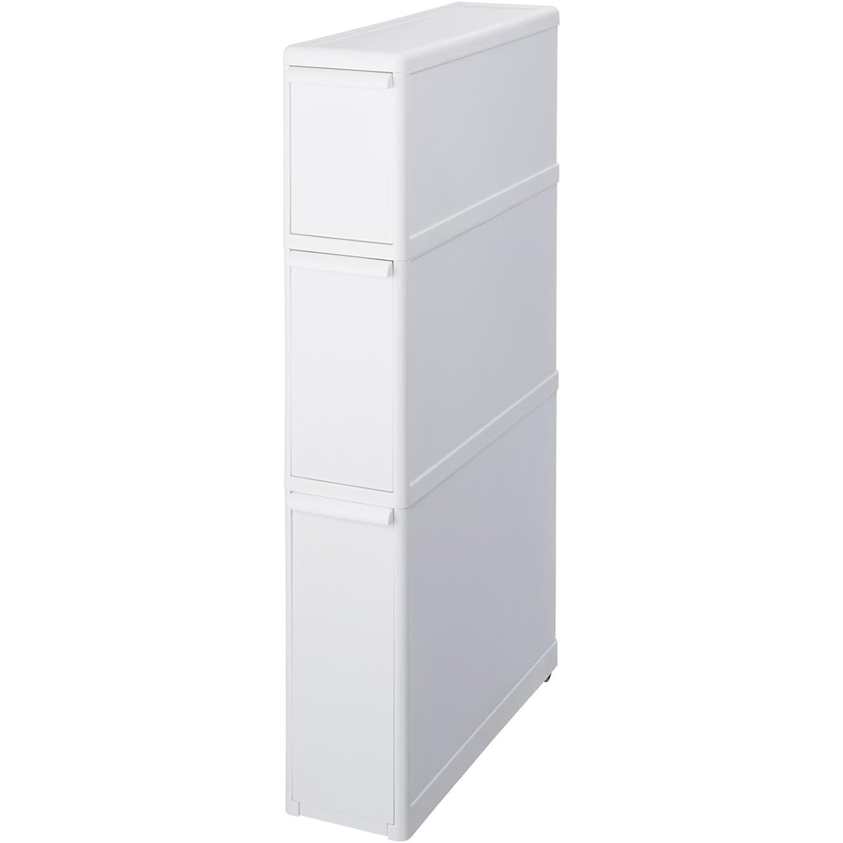 Like-it Kitchen Storage Gap Drawer Super Slim 3 Tiers Approximately Width 14 x Depth 46.5 x Height 82 cm All White Made in Japan FTS-111L Dead Space Storage Utilizing Gap Retort Food Storage Retort Curry Disaster Prevention Measures Grocery Stock