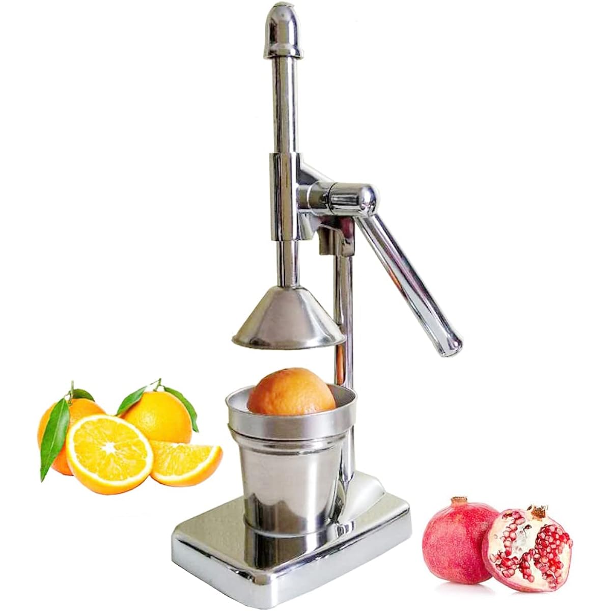 Aidour HM Hand Juicer, Fruit Squeezer, Manual Juicer, Stainless Steel, Hand Blender, Fruit Juice, Handmade, Juice Squeezer, Fresh Juicer, Fruit Squeezer, Home Use, Commercial Use (Silver)