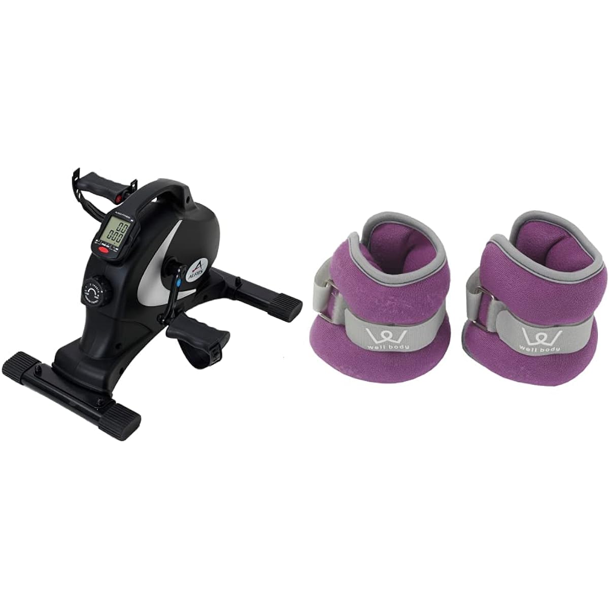 ALINCO Fitness Bike Aero Magnetic Bike Mini Magnet 8 Levels Load Large LCD Meter Space Saving AFB2018K Introduced on TV Quiet Easy Assembly Easy Movement Telework Home + ALINCO Wrist Ankle Weight 1.5kg Set of 2 WB307