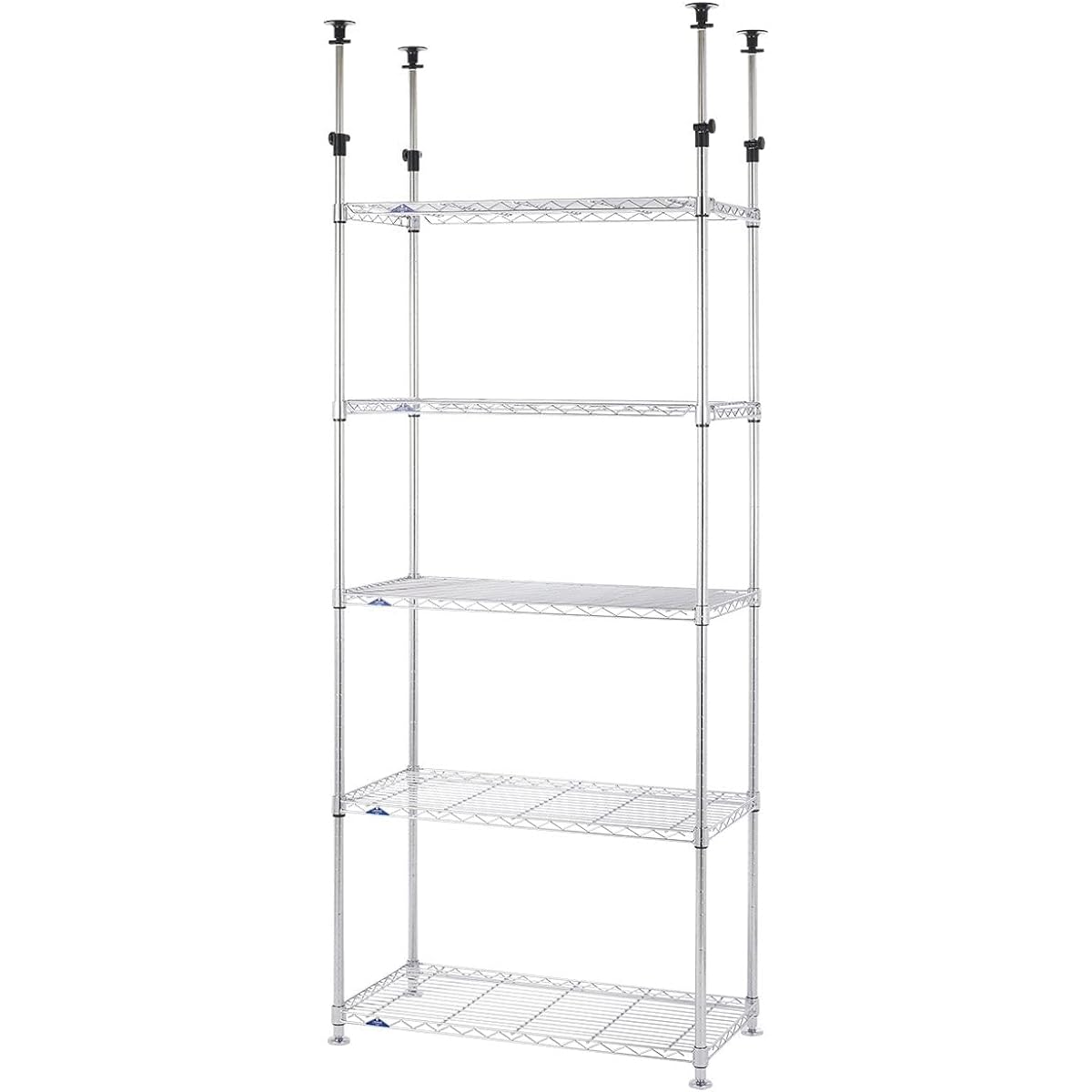 Doshisha Luminous Slim Tension Rack, Steel Rack, Storage Shelf, Width 90, 5 Tiers, Rust Resistant Treatment, Height Adjustment, Fall Prevention, Sturdy, Load Capacity 135kg (per shelf board), Abundant Custom Parts, Pole Diameter 25mm, Width 95.5 x Depth