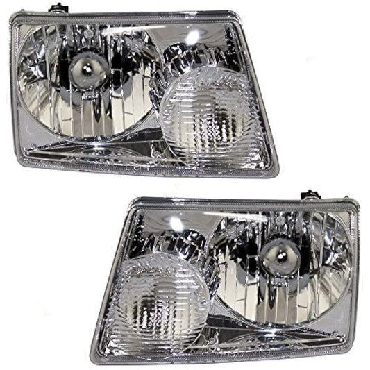 Headlight headlamp driver and passenger seat replacement Ford pickup truck 6L5Z13008BA 6L5Z13008AA