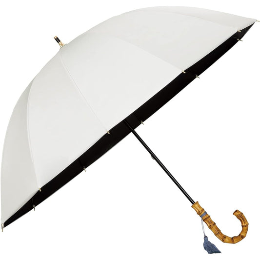 [2024] Wpc. Strongest Parasol UVO (Ubo) Long Umbrella/12K Plain Tassel Off Suitable for Both Sunny and Rainy Weather Insulating Rib 55cm Large Hand Open Ladies Bamboo Handle Stylish Cute Simple Elegant Adult Commuting to School High Spec UVO12K-06