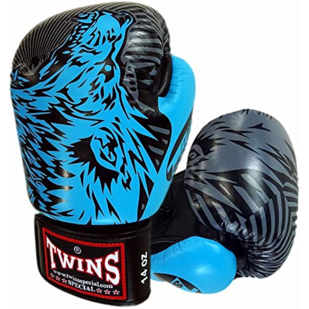 Twins Boxing Gloves Genuine Leather Wolf Light Blue