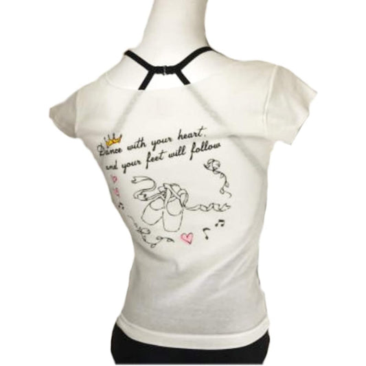 Ballet specialty store Mignon Ballet tops Short sleeve T-shirt Back print Pointe shoe design Available in 4 colors French sleeve