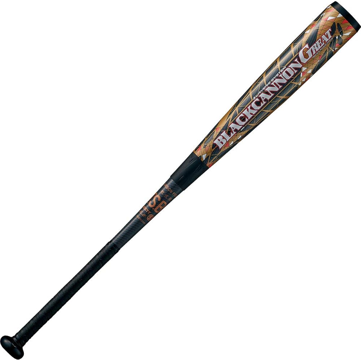 ZETT Youth Baseball Softball Bat Black Cannon GREAT FRP (Carbon) with dedicated bat case BCT75000