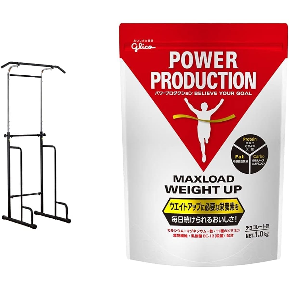 ALINCO Pull-up Machine + Glico Power Production Max Load Weight Up Chocolate Flavor 1.0kg