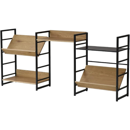 Open Rack Unit Rack Fleck Storage Rack Wood Grain Pattern Steel Combination Desk Rack Kitchen Storage Stylish Unique ILR-3603NA Natural