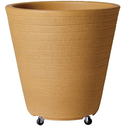 Plus Garden Flower Pot Cover for Shave Planter No. 10 with Casters Φ400mm No Bottom Hole Mustard Yellow Shigaraki Ware 281-05