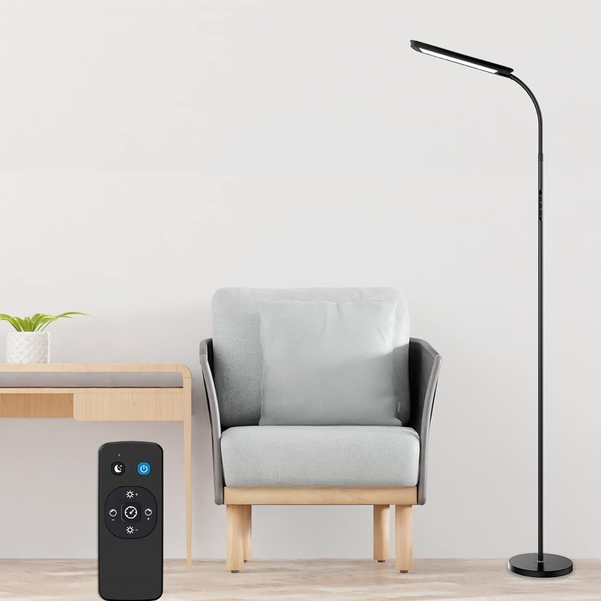 BeaNet Floor Light LED [Magnetic Attraction/Wireless Remote Control/Planar Light Emission] 5 Level Dimming Color Stand Light [15W/PSE Certified] Eye-Friendly High Brightness Floor Lamp Reading/Study/Work Living Room/Bedroom BNT-FLL01