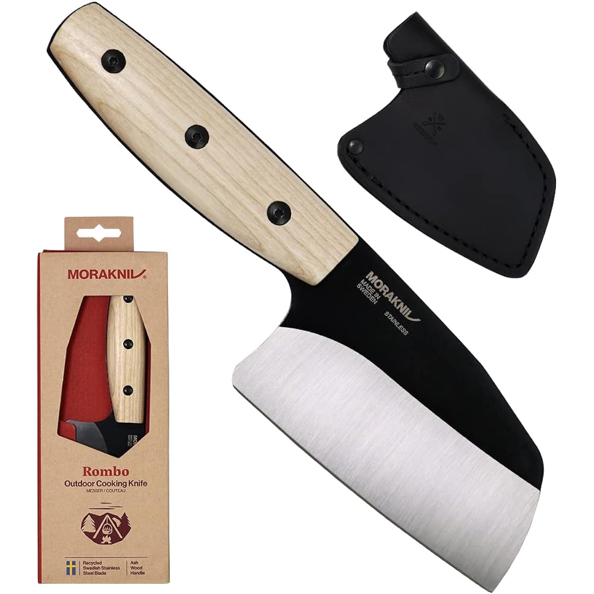 Morakniv Ronbo Black Blade Stainless Ash Wood Full Tang Knife Cooking Knife Wooden Handle Camping Knife Outdoor Knife
