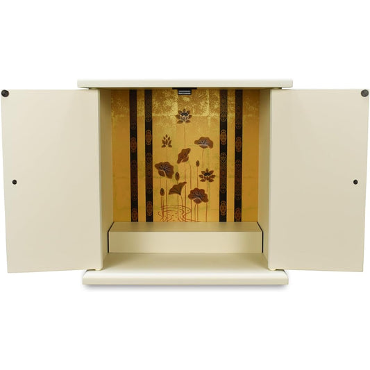 TATSU-CRAFT Tatsunosuke Hashimoto Craft, Kishu Painted Mini Buddhist Altar, Japanese Traditional Color, White Knead, White, Small, Width 13.8 x Depth 9.1 x Height 13.8 inches (35 x 23 x 35 cm), Chic