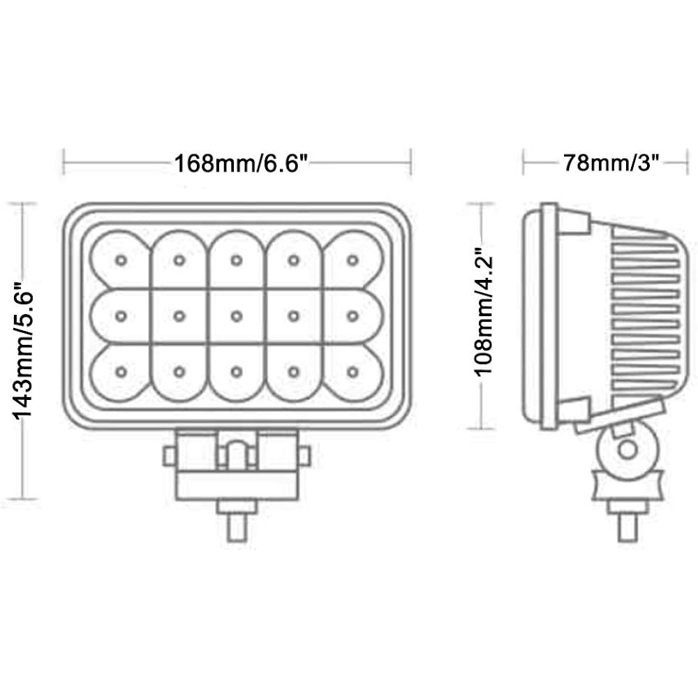 Lightronic Trailer Work Light, 15 Rungs, 45 W, Hi/Lo Beam, 6000K White Light, Motorcycle Auxiliary Light, Off-road, Headlight, Fish-fishing Light, Exterior Light, H4 Plug Included, Suitable for