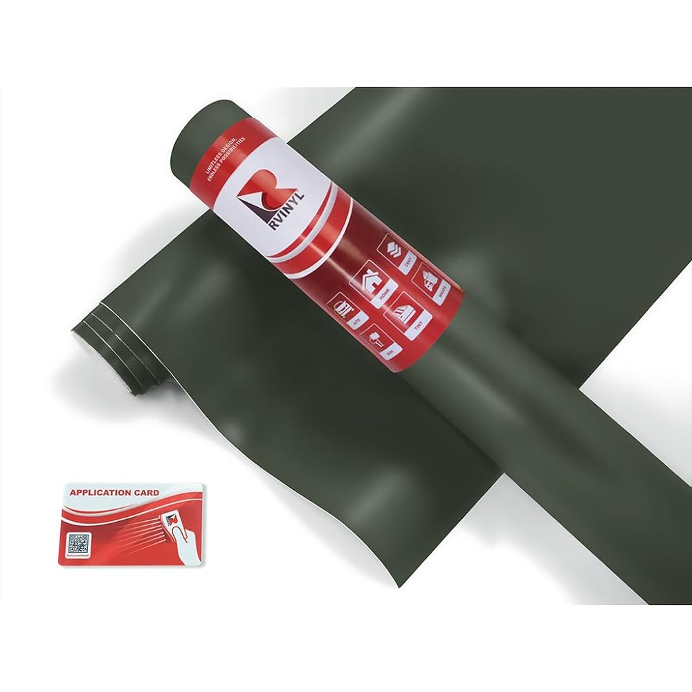 AVERY DENNISON SW900 732 -O Mat Olive Green Sprem Wrapping Film Vinyl Rap Seat Roll- (with 12 inch x 60 -inch application card)