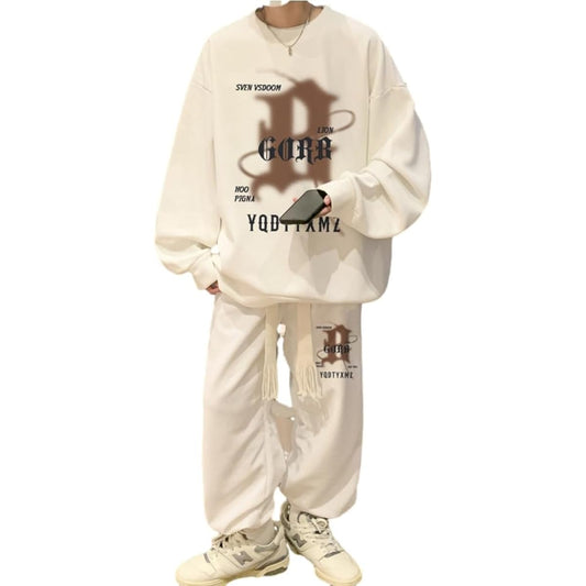 [Froyland] Men's Sweatshirt Top and Bottom Set, Jersey, Large Size, Autumn, Casual, Loungewear, Sports, Autumn Clothes, Top and Bottom, Loose, Sweatshirt, Pants, Long Pants, 2 Pieces