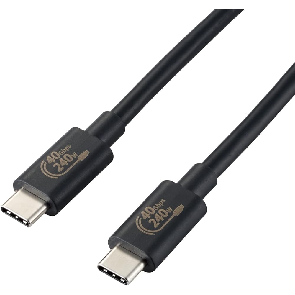 ELECOM USB4 Type-C Cable USB PD EPR Compatible iPhone 15 Compatible Super Fast Charging 240W USB-C & USB-C USB4 Standard Authentic Certified Product Ultra High Speed Data Transfer 40Gbps 1m Black USB4-CCPE10NBK