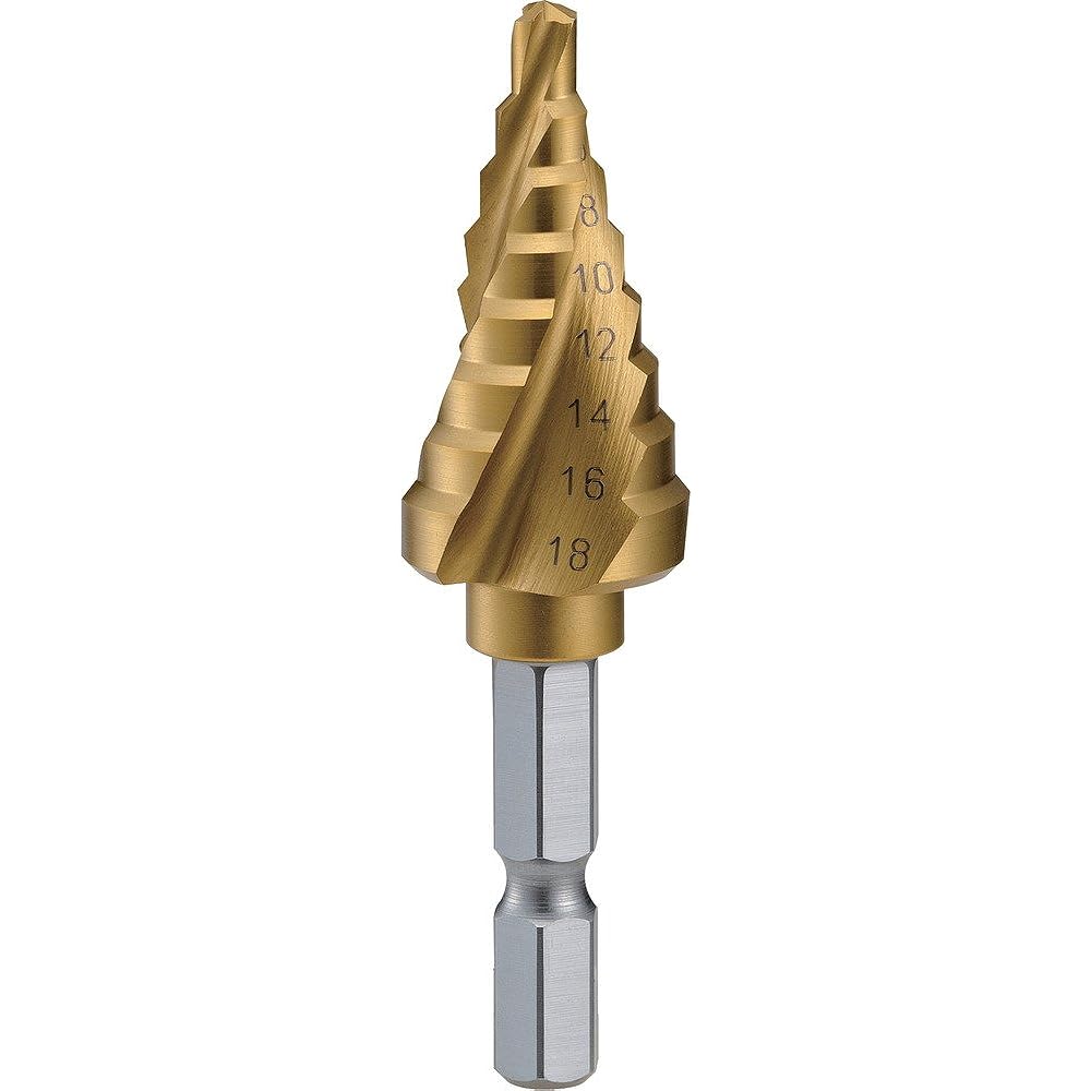 TRUSCO Hexagonal Shaft Step Drill 3-Flute Titanium Coating 4~18mm 3S-NMS-18G