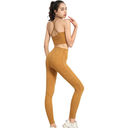 [RAKUMIKA] Women's Yoga Wear Top and Bottom Set Stylish Training Wear Setup Sports Bra Tops Leggings Pilates Gym Training