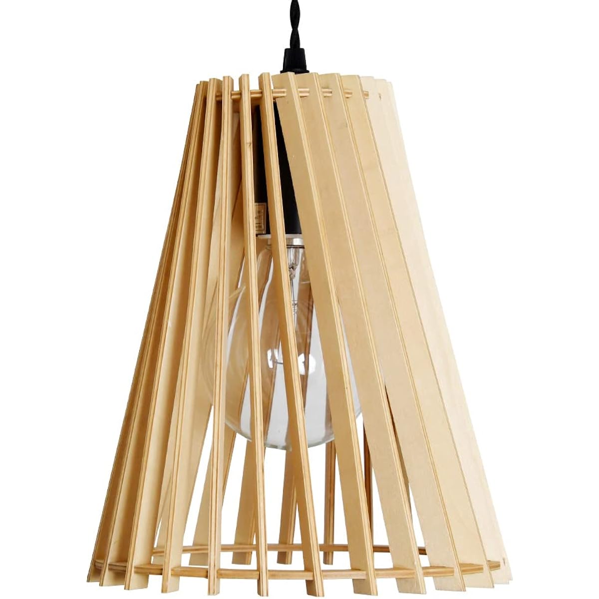 Moola Pendant Light WAMOKKU Japanese Room Lighting Japanese Modern LED Compatible Wood Shade Wood Lighting Fixture (WMK-08 (Natural))