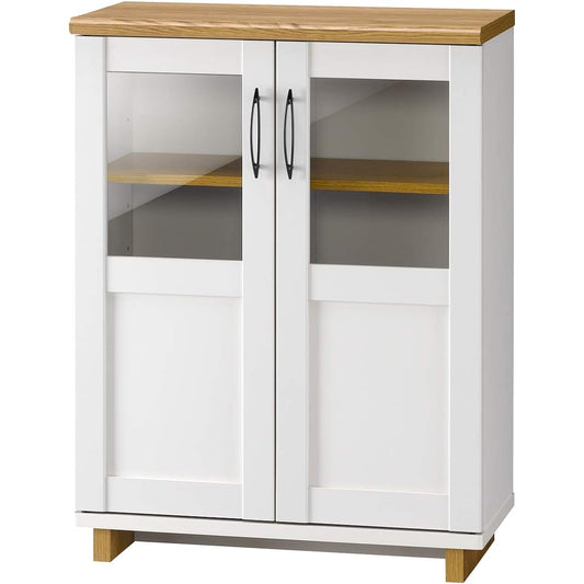 Asahi Wood Processing Cabinet SHUETTE Width 58.7cm Depth 30.6cm Height 78.1cm Natural x White SUA-8060CA