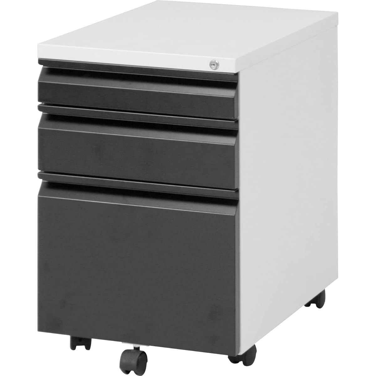 Fuji Boeki Office Cabinet, 3 Drawers, All Locks, A4 Compatible, Depth 55cm, With Casters, Black 84710