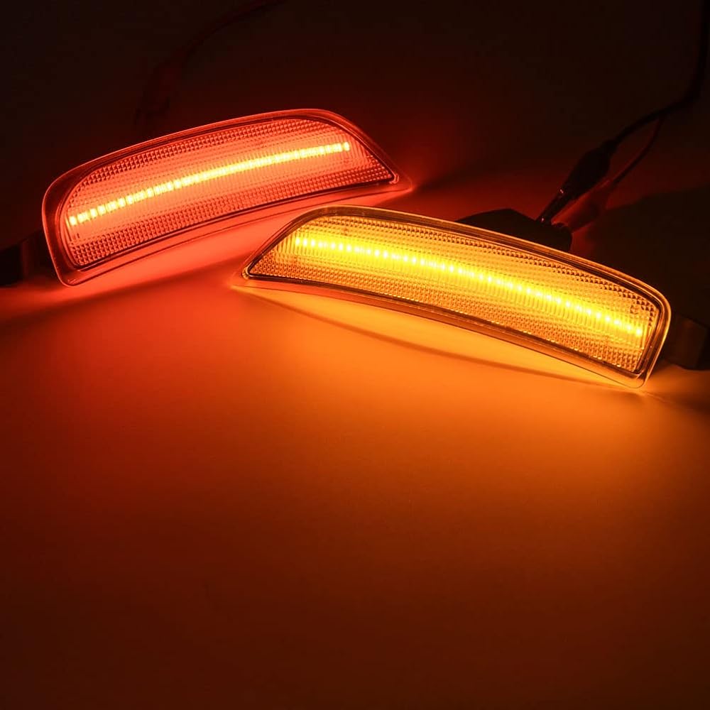 MX-5 MIATA Side Repeater Amber LED Side Marker Lump Mazda Miata MX-5 LED Turn Singal Light Kit SMD Dynamic LED OEM Side Marker Lamp Replacement (Clean Lens Wheel Side Marler Light)