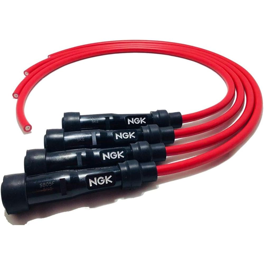 NGK plug cord set red/4 pieces CBX400F, CBR400F, CBX550F, CBX750F, FJ1100/1200, GSX400F, FZ250, etc.
